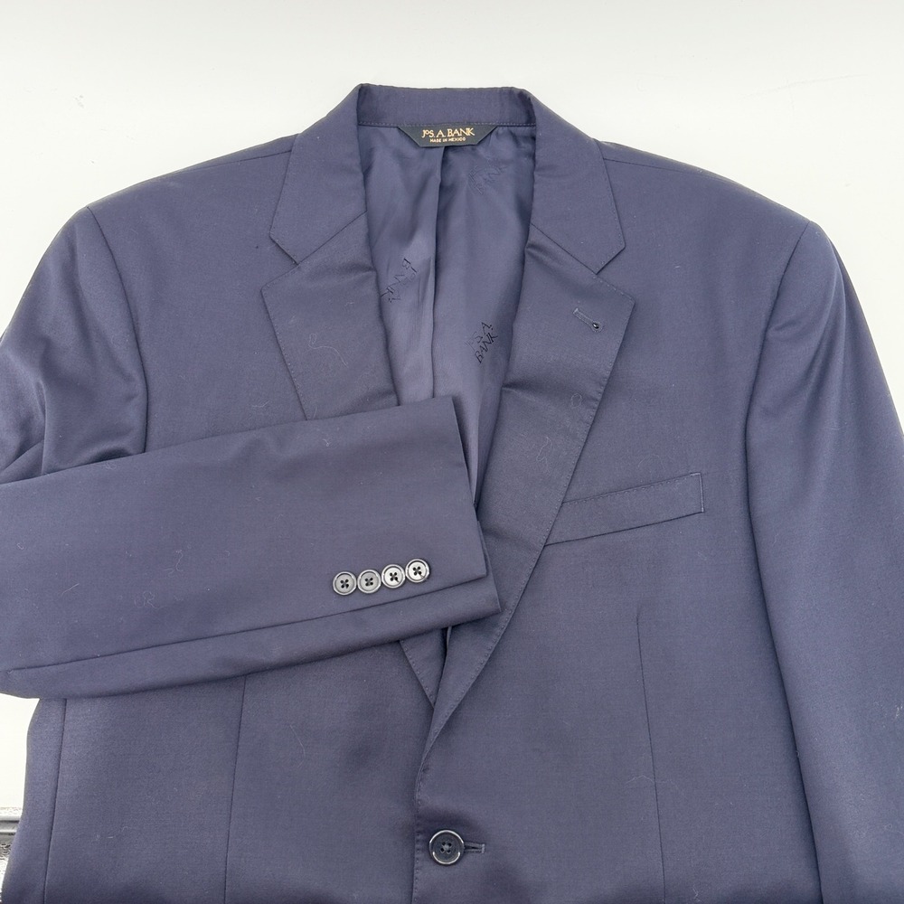 Jos A Bank Signature Gold Tailored Fit Navy Blue Two Button Suit Blazer 42L